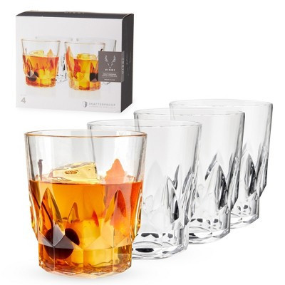 Viski Shatterproof DOF Drinking Glasses - Acrylic Rocks Glasses for Whiskey, Scotch, Bourbon - Dishwasher Safe 11.5oz Set of 4, Clear | Target