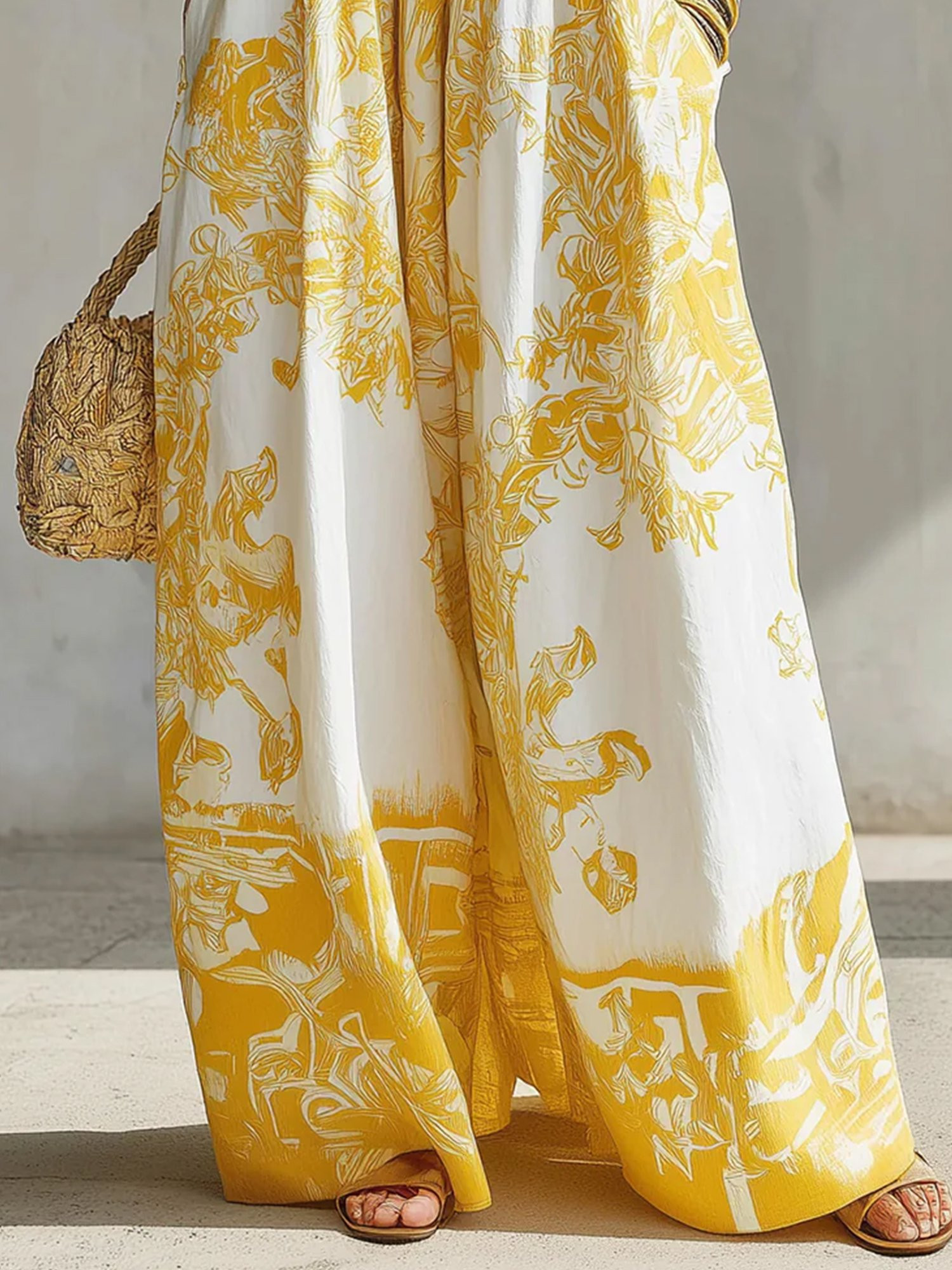 Vacation Printing Floral Square Neck Jumpsuit | Stylewe