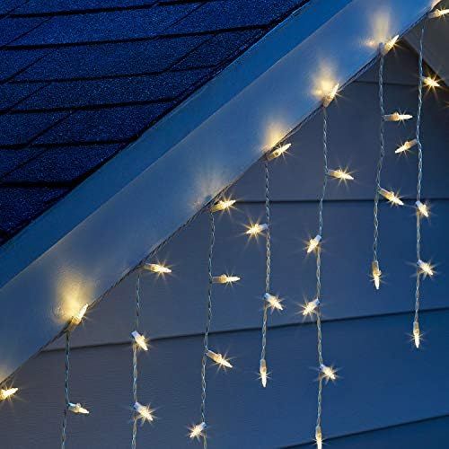 PHILIPS 150 LED Warm White Faceted Mini Icicle Lights on White Wire - 30 Drops - UL Listed for In... | Amazon (US)