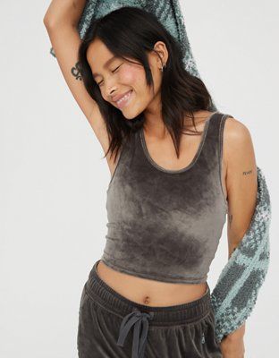OFFLINE After Party Velour Longline Sports Bra | American Eagle Outfitters (US & CA)