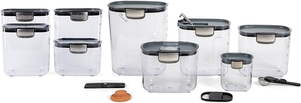 Progressive International ProKeeper+ 13 Piece Clear Plastic Airtight Food Flour Snack & Sugar Bak... | Amazon (US)