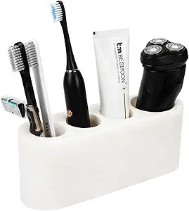 BCS Toothbrush Holder for Bathrooms, 4 Slots Marble Toothbrush and Toothpaste Holder Stand Bathro... | Amazon (US)