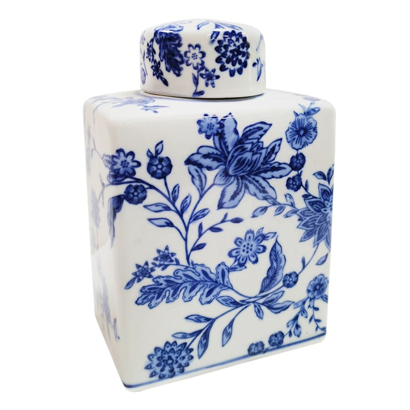 Providence White & Blue Floral Porcelain Jar, 5x7 | At Home