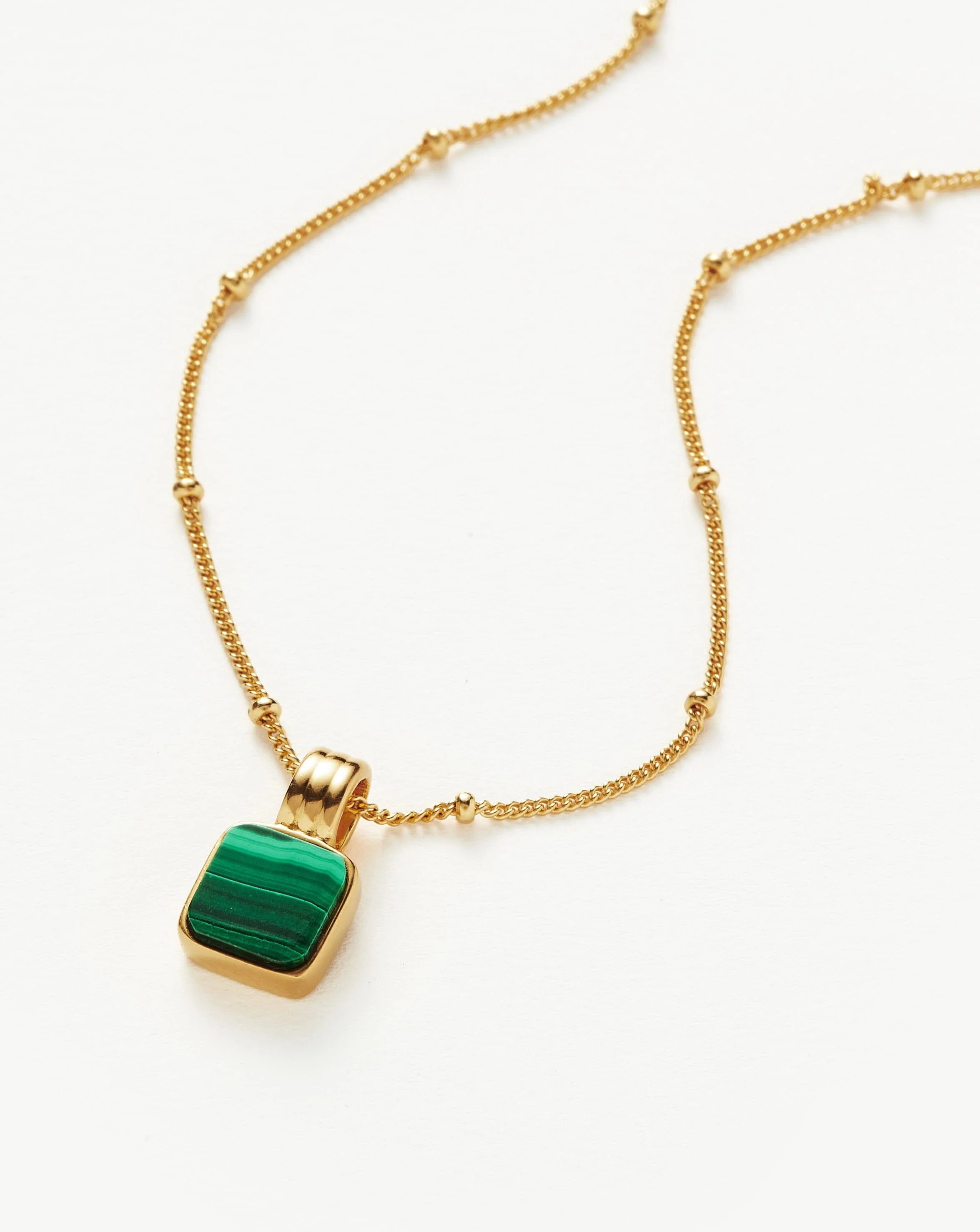 Lucy Williams Square Malachite Necklace | 18k Gold Vermeil | Missoma US