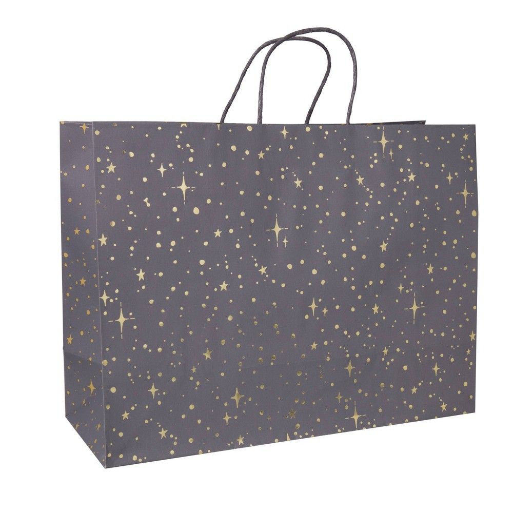 Foil Star Dotted Medium Gift Bag Gray - Spritz | Target