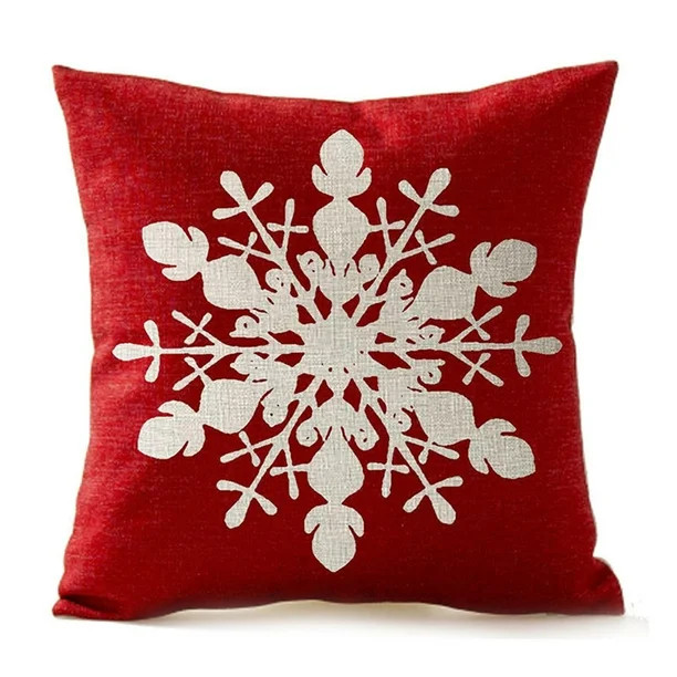 Merry Christmas Snowflake Throw Pillow Cover Cushion Case Cotton Linen Material Decorative 18"x18... | Walmart (US)