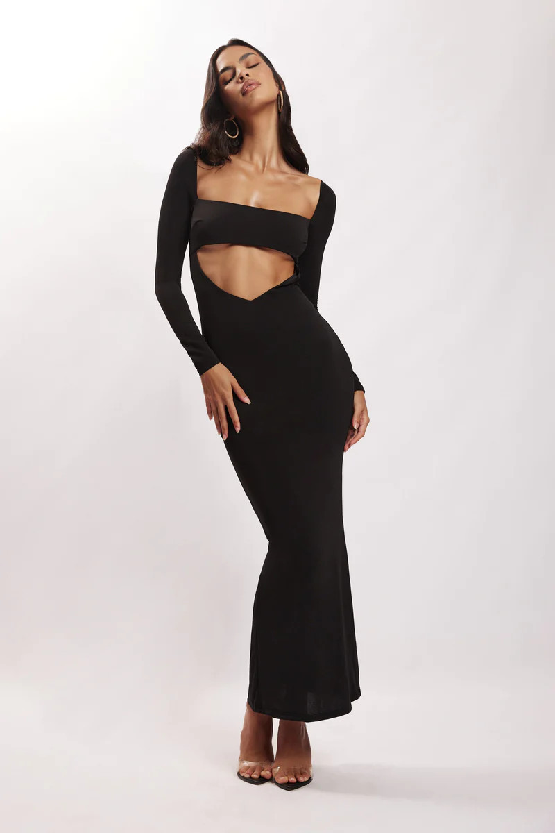 Ashleigh Cut Out Bandeau Maxi Dress - Black | MESHKI US