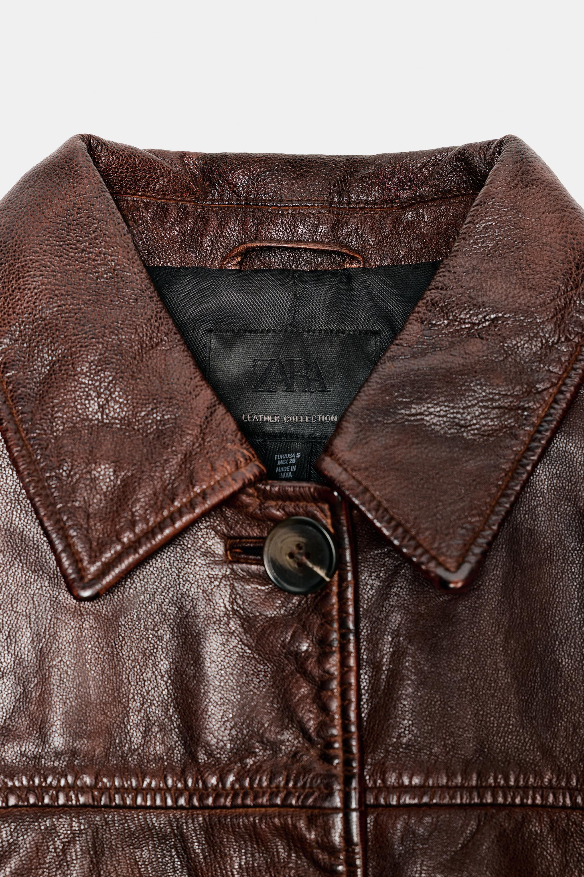 100% WASHED EFFECT LEATHER JACKET | Zara AU