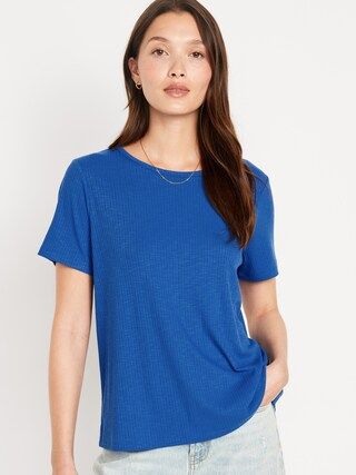 Luxe Ribbed Slub-Knit T-Shirt | Old Navy (US)