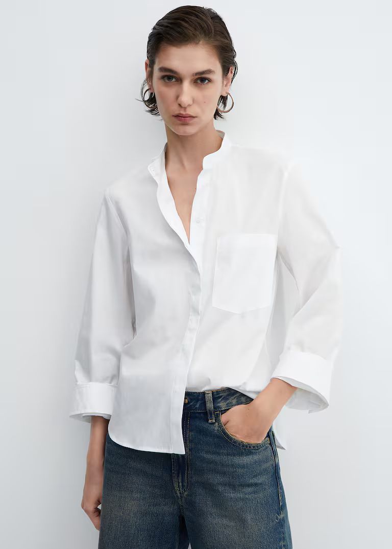 Buttoned cotton shirt -  Women | Mango USA | MANGO (US)