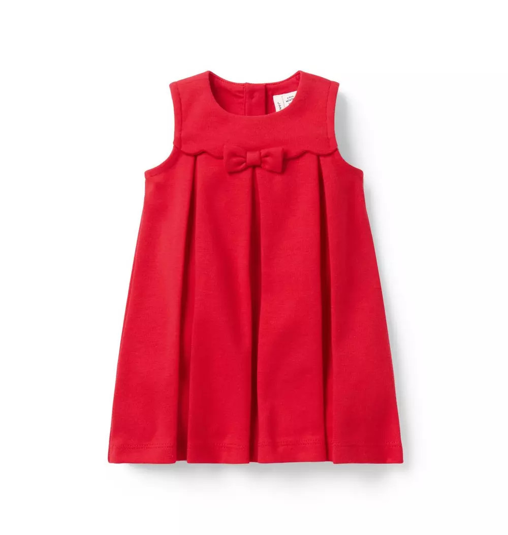 Janie and Jack | Baby Pleated Ponte Dress - Red / 12-18m | Janie and Jack