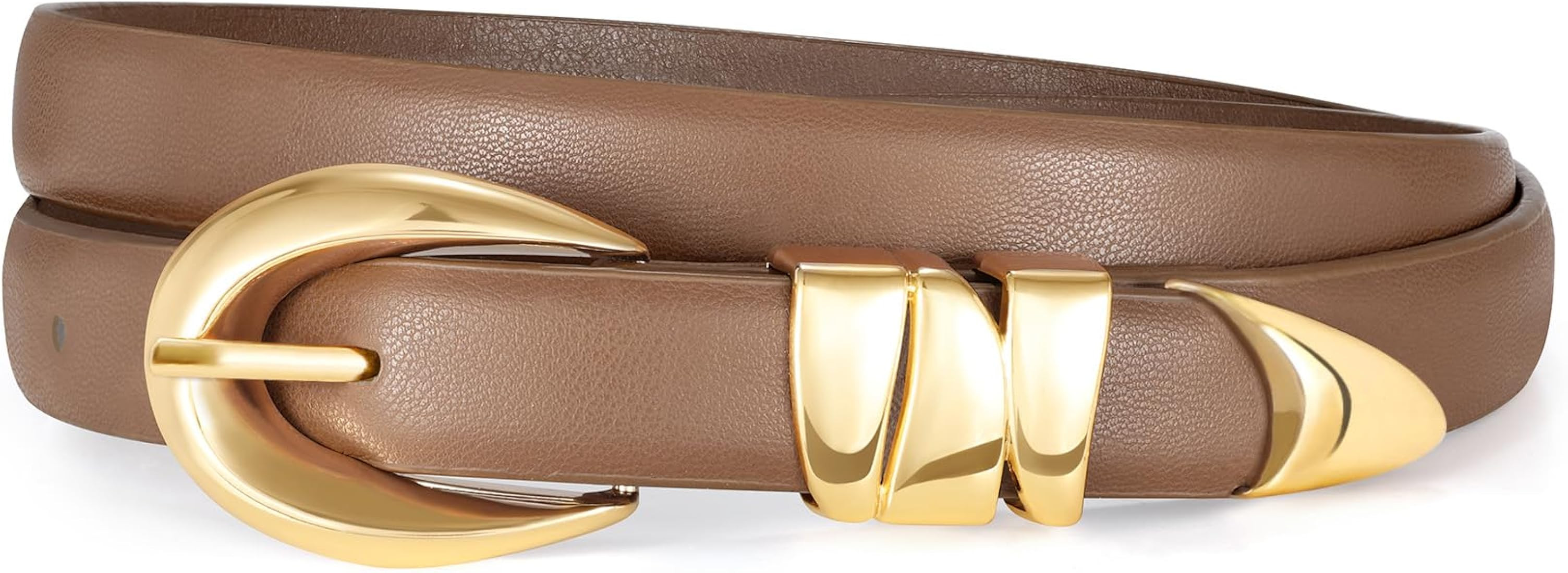 XZQTIVE Women's Skinny Leather Belts Ladies Thin Waist Belts for Jeans Dress Pants Trendy Black B... | Amazon (US)