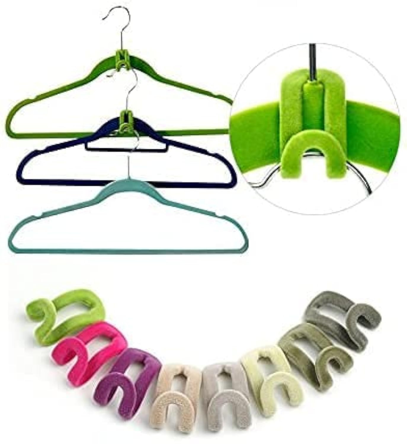 【40Pcs】 Clothes Hanger Connector Velvet Hooks, Mini Flocking Clothes Rack Hanger Hooks Holder... | Amazon (US)