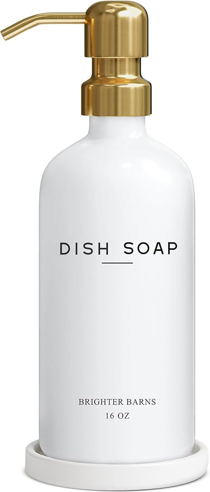 Luxury Glass Dish Soap Dispenser for Kitchen Sink by Brighter Barns - Modern Kitchen Soap Dispens... | Amazon (US)