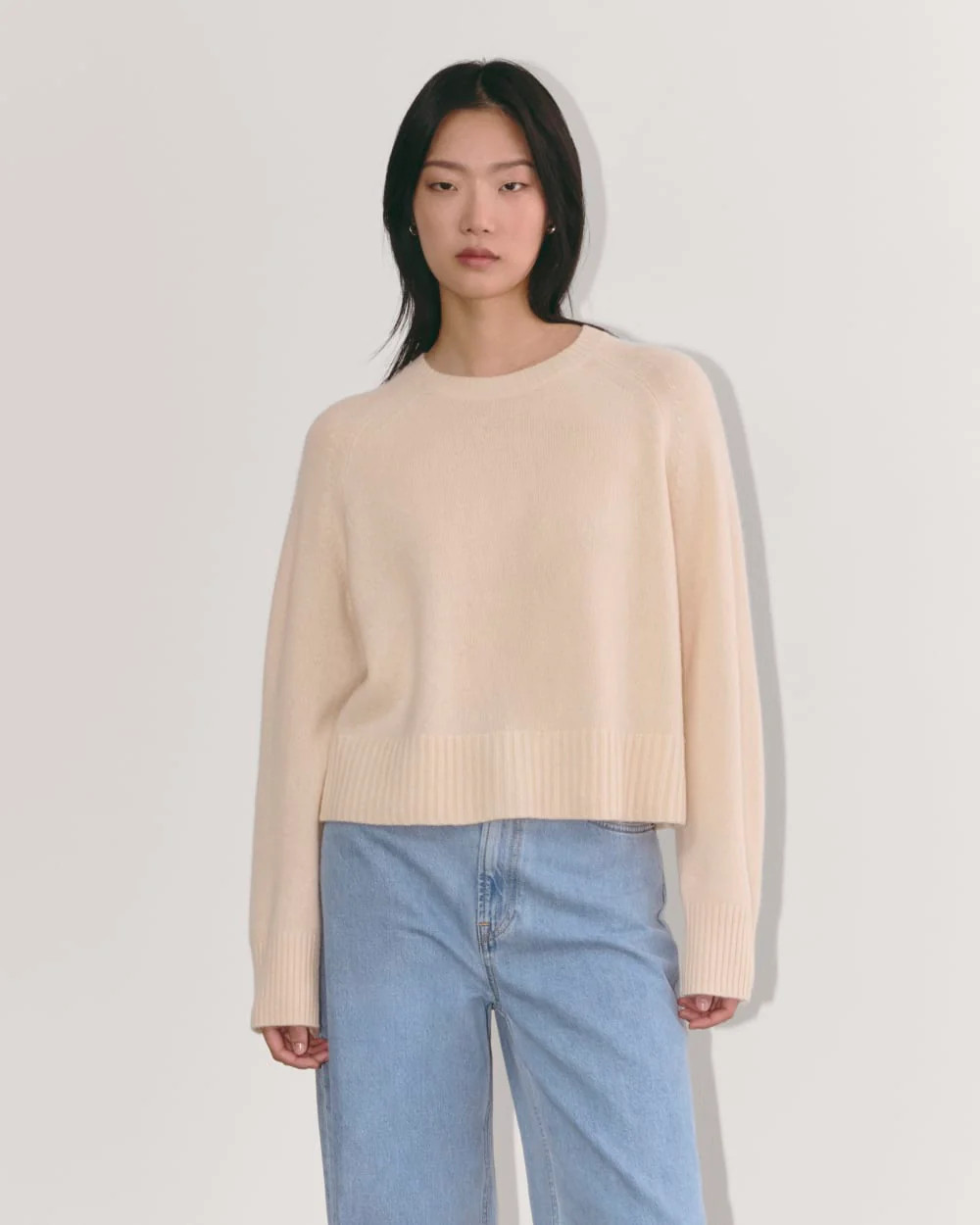 The Boxy Crew in Cashmere | Creme | Everlane