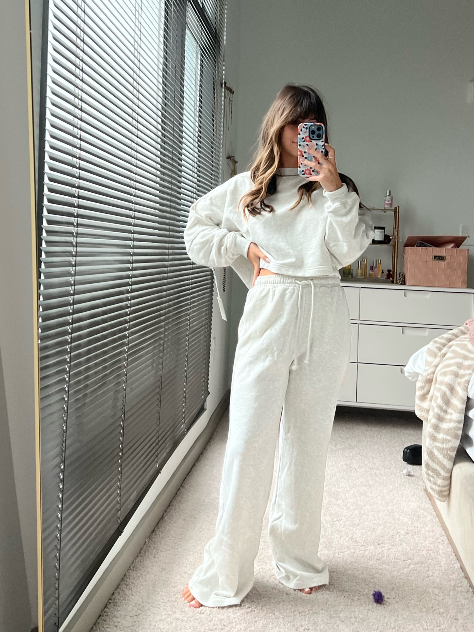 Abercrombie grey wide leg sweat set!!