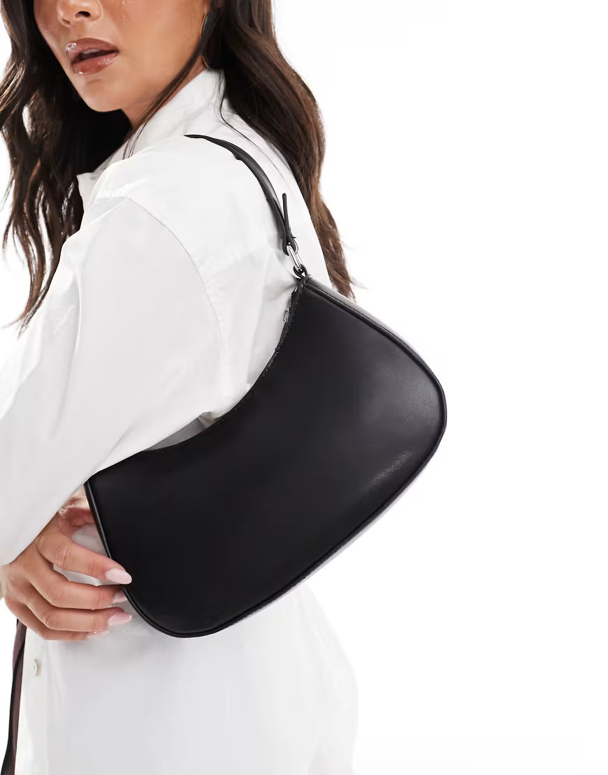 Pieces leather look shoulder bag in black | ASOS (Global)