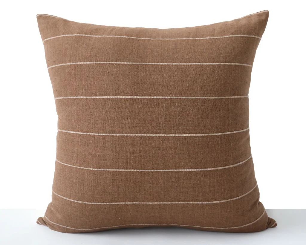 Striped Brown Handwoven Cotton Pillow Cover | Coterie, Brooklyn