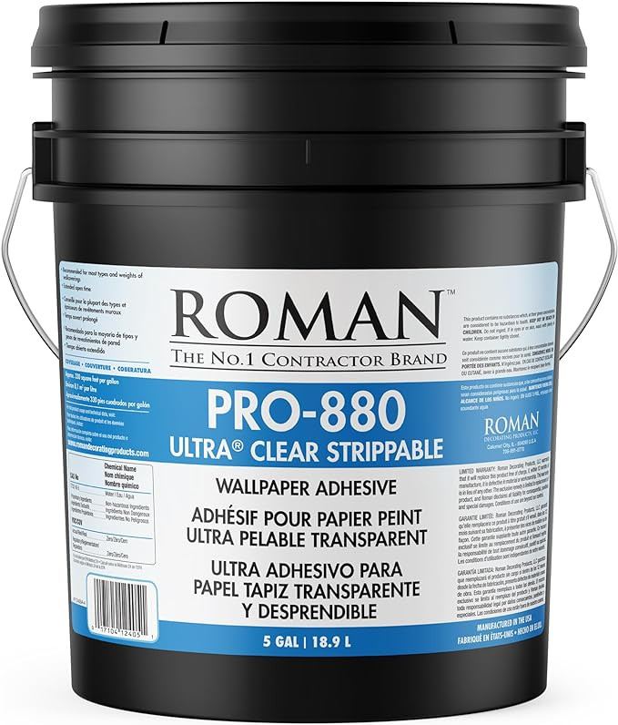 Roman Ultra® Clear Strippable Wallpaper Adhesive, PRO-880 (5 Gallons - 1,650 sq. ft.) | Amazon (US)