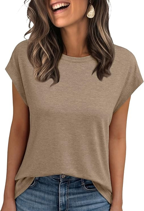AUTOMET Women's Cap Sleeve Tops for Summer - Soft Stretchy Versatile Shirts for Office Casual Dat... | Amazon (US)