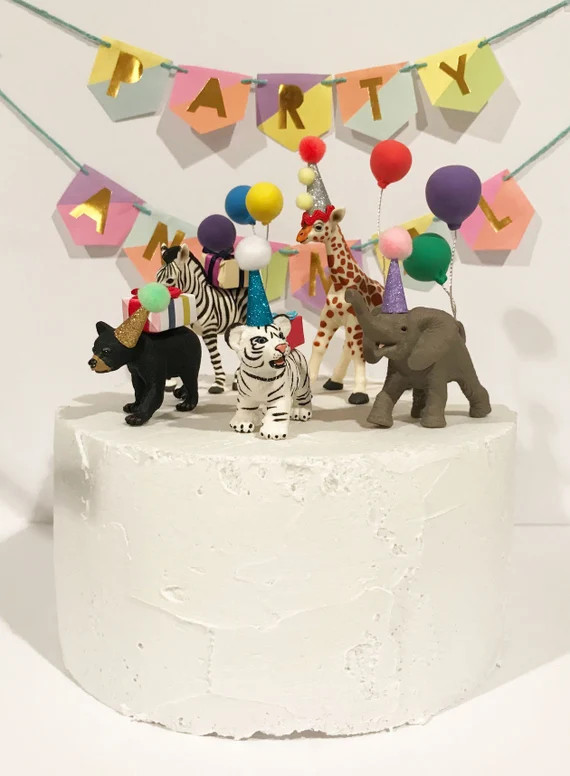 Safari Party Animal Cake Toppper, Zoo Cake Topper, Circus Cake Topper, Bear Cub, Elephant Cake To... | Etsy (US)
