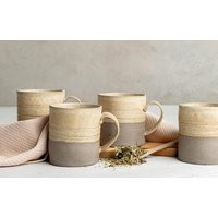 Modern Coffee Mugs Set Of Two, Handmade Cream & Gray Tea Mug Set, Stoneware Ceramic Large Mugs, Unique Pottery Gift | Etsy (US)