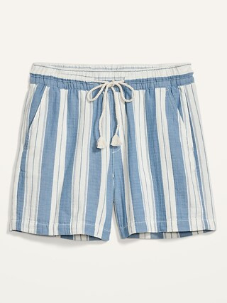 High-Waisted Textured Cotton Pull-On Shorts for Women -- 5-inch inseam | Old Navy (US)