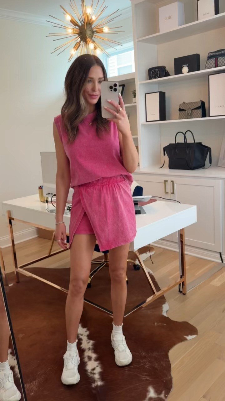 Obsessed with this matching set!! I love that the bottoms have built in shorts / wearing a small in the set, sneakers fit true to size  

 #LTKgrwm #LTKActive #LTKU