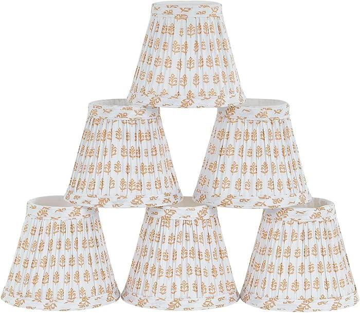 Chandelier Shades Set Of 6,Mini Lamp Shade 3" Top x 5.5" Bottom x 4.7" Slant ,Small Lamp Shades C... | Amazon (US)