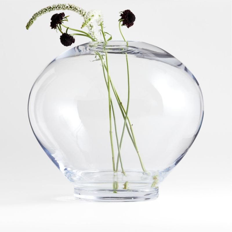 Ophelia Clear Hand Blown Glass Round Vase 12" + Reviews | Crate & Barrel | Crate & Barrel