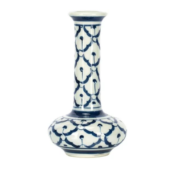 Pineapple Long Neck Blue and White 5 inch Porcelain Ceramic Little Bud Vase | Walmart (US)