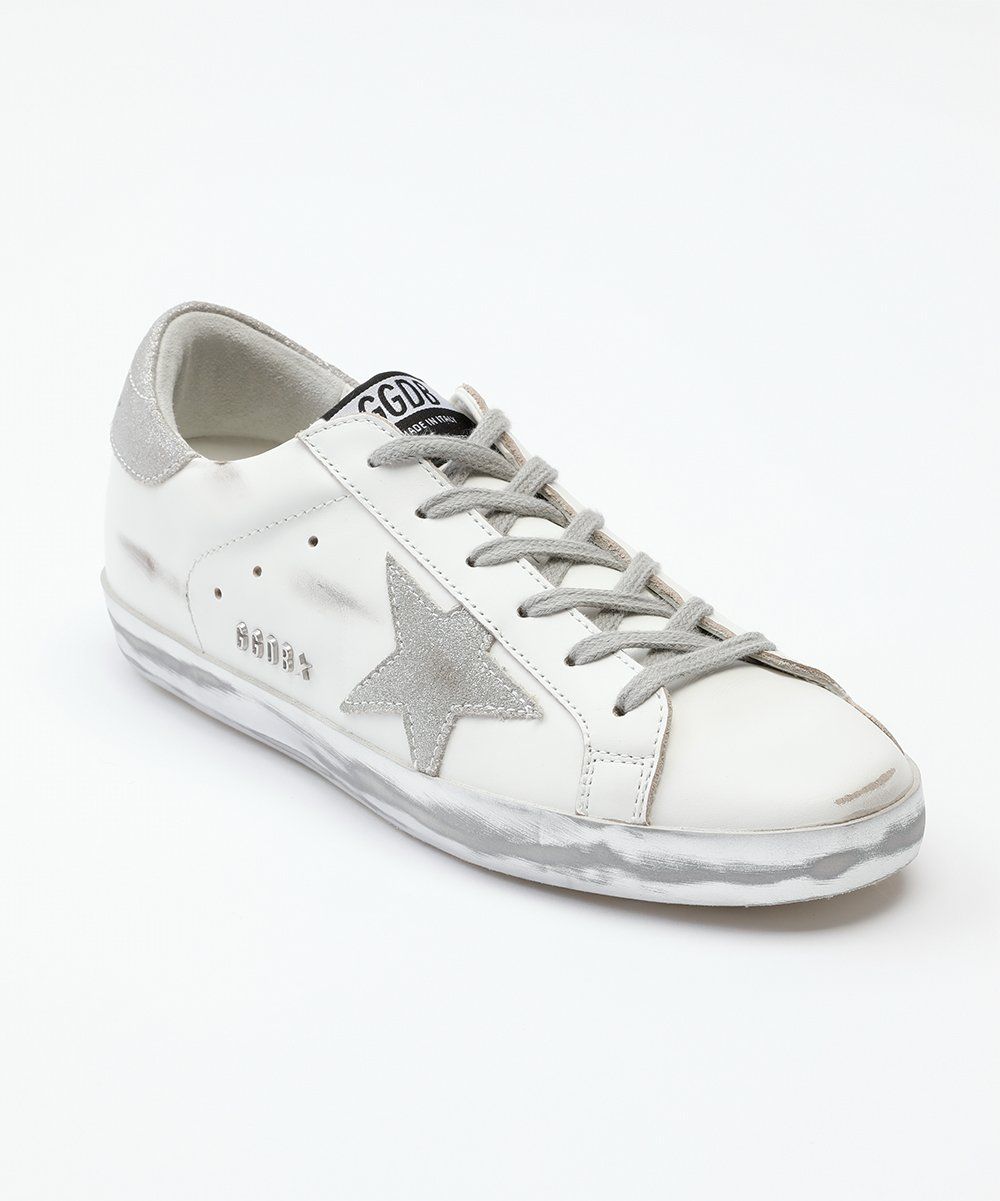 Golden Goose White & Silver Sparkle Super-Star Leather Sneaker - Women | Zulily