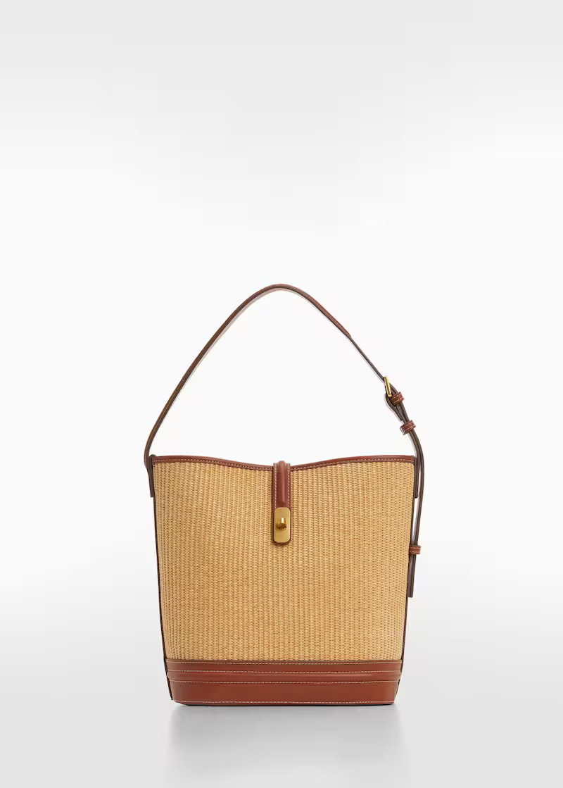 Raffia-effect bucket bag -  Women | Mango USA | MANGO (US)