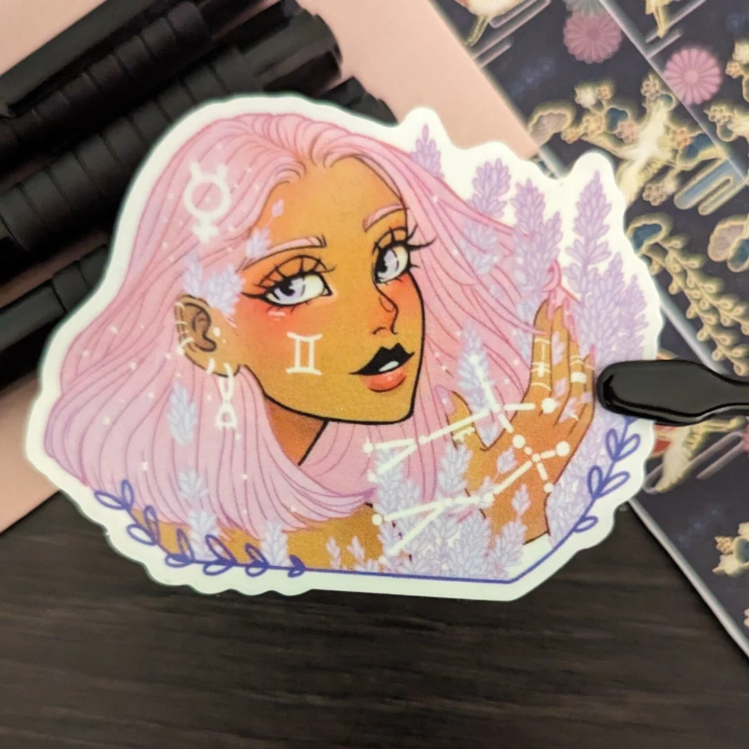 Zodiac Sticker Gemini Girl Sticker Astrology Sticker Black Girl Stickers Clear Waterproof 3-inch ... | Etsy (US)