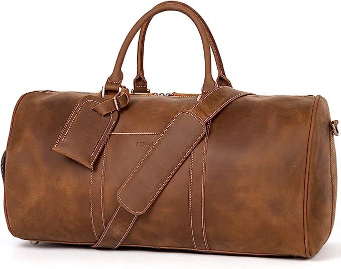 BOSTANTEN Duffle Bags for Men Genuine Leather Travel Bag Gym Extra Large Overnight Weekender Lugg... | Amazon (US)