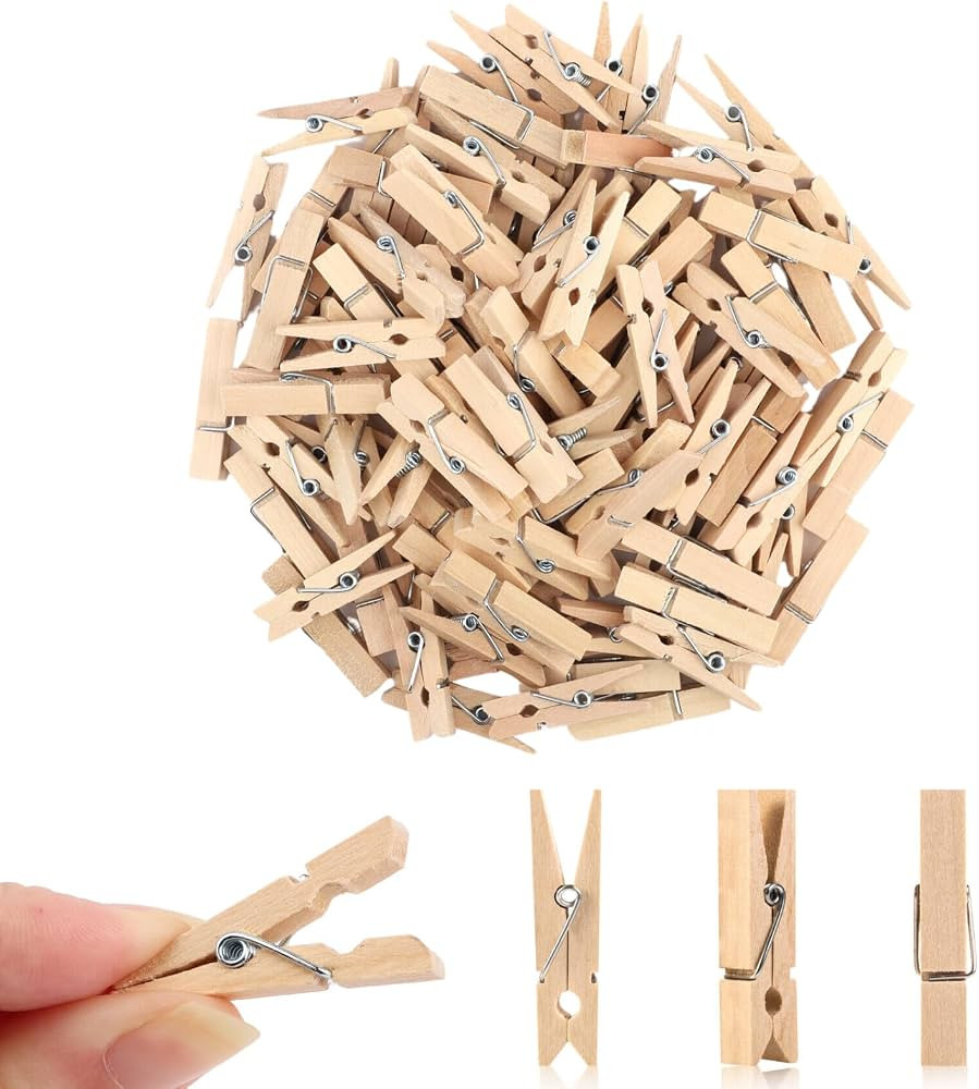 Small Clothes Pin, Mini Clothespins, 100 PCS Mini Clothes Pins Wooden with Storage Bag, Small Clo... | Amazon (US)