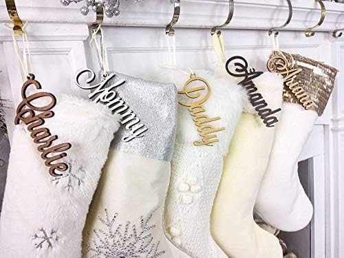 Christmas Stocking Name Tags Personalized Stocking Wood Letters Custom Gold White Name Tags Chris... | Amazon (US)