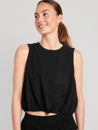 Sleeveless StretchTech Cinched-Hem Cropped Top for Women | Old Navy (US)