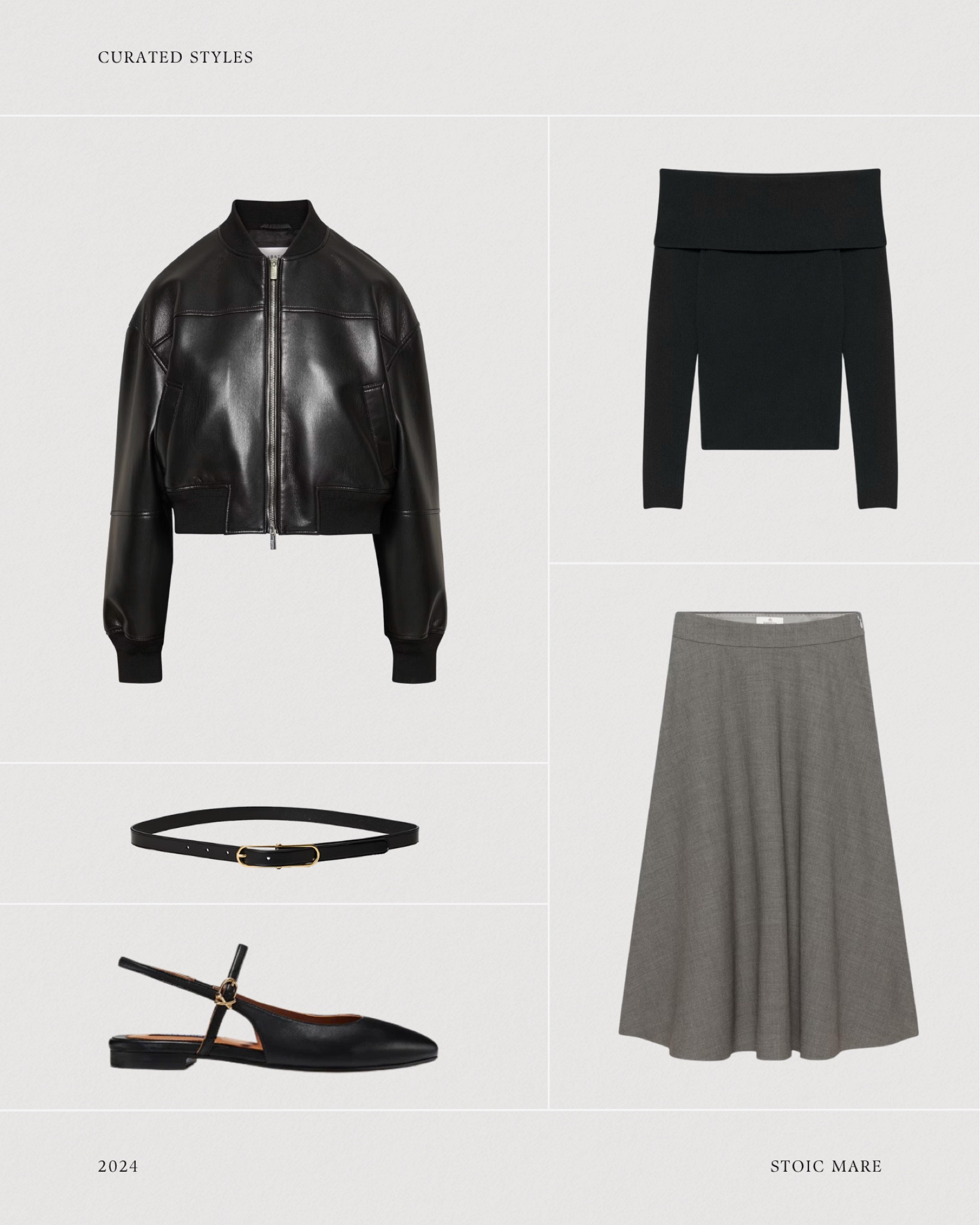 Turn this sweet and simple wool skirt with an off the shoulder top into a chic alternative look by layering over a leather bomber.

#LTKShoeCrush #LTKSeasonal #LTKStyleTip