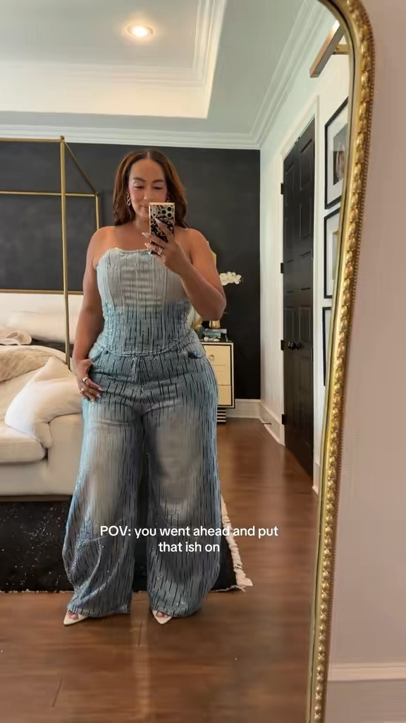 Denim, but make it sparkle. ✨ This AKIRA rhinestone set is the statement piece your wardrobe's been waiting for. Curve-approved, confidence-approved, and guaranteed to turn heads.

#LTKootd #LTKMidsize #LTKPlusSize