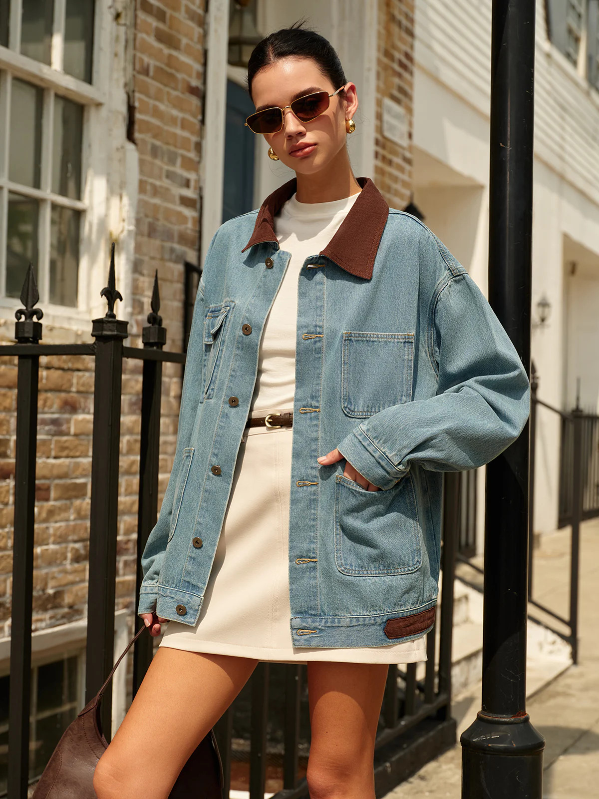 Contrast Collar Versatile Denim Jacket | Commense