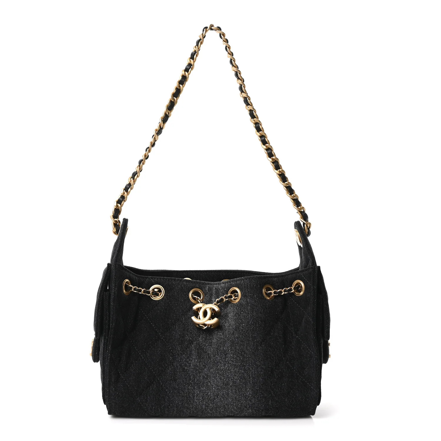 Washed Denim Quilted Mini Chanel 25 Handbag Black | FASHIONPHILE (US)