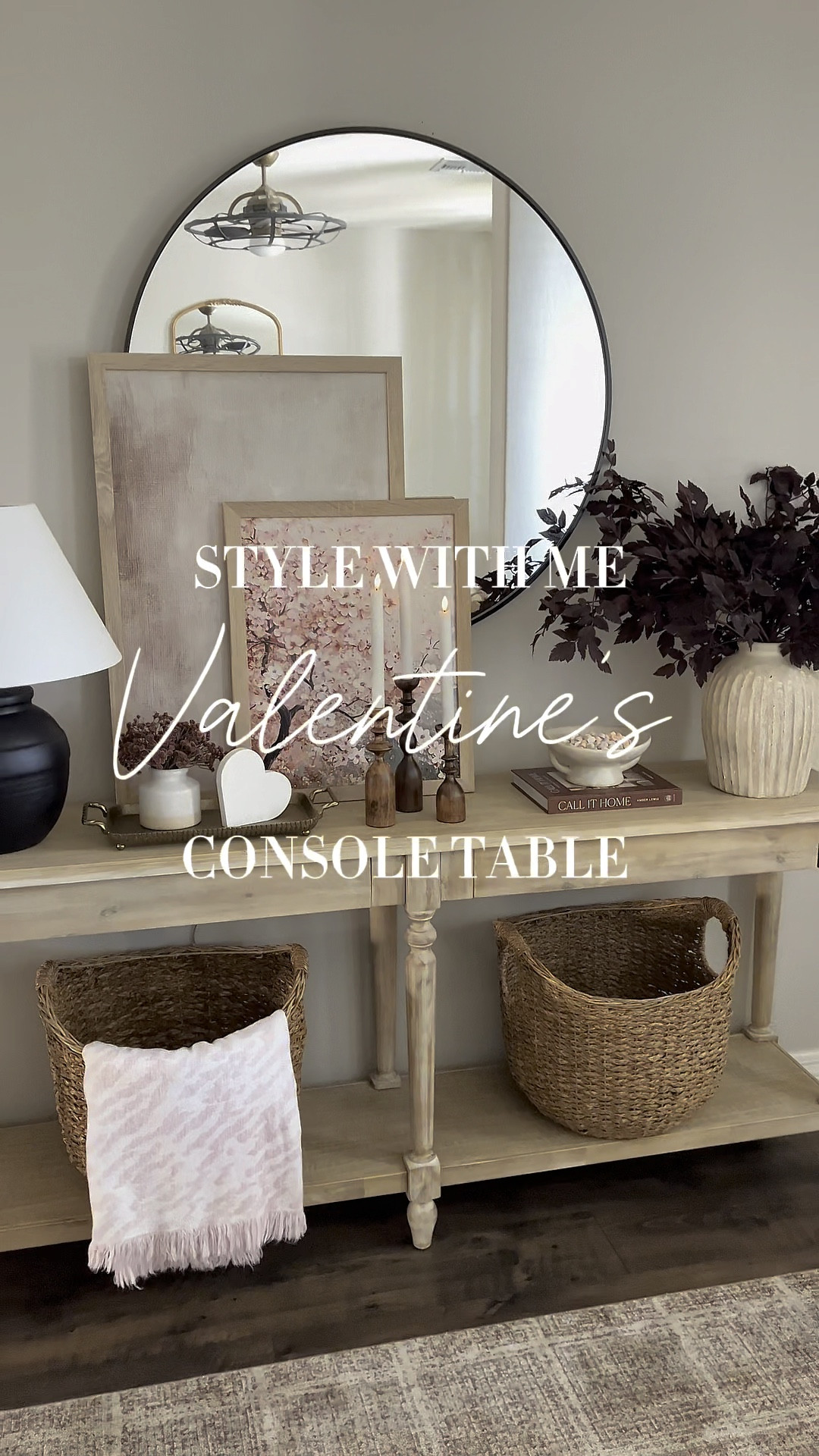 Style with me- Valentine’s console table!  Follow @lifeinmyarizonahome on Instagram for more inspiration. 

I gave my entryway console table an update and I’m loving the dark plum and light pink.  Those colors added the perfect subtle touch for Valentine’s Day.  For reference the art is digital downloads in the 20x30 and 16x20 size and I’m using 6 of the plum stems  

#LTKWatchNow #LTKHome #LTKSeasonal