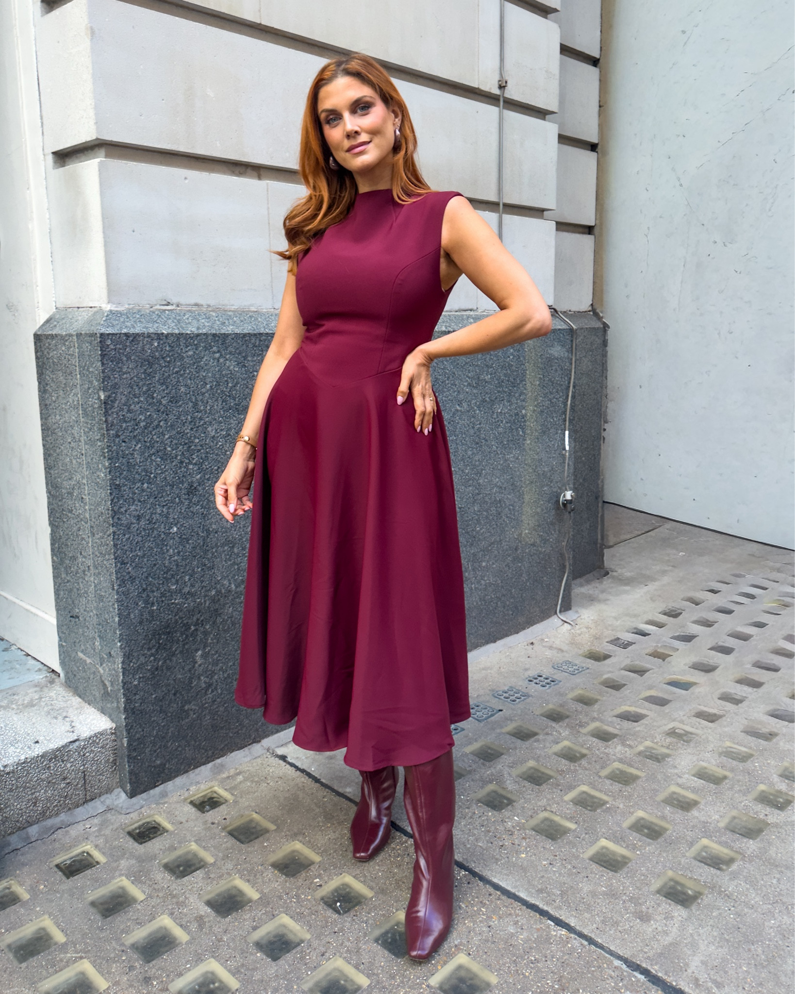 Burgundy is never going out of style in my opinion 💋

I absolutely love this burgundy high waist midi dress - it’s so flattering if you have big boobs as well which I love 🥰 

The burgundy leather boots are from Dune but I could only find them in a couple of sizes 🥹 and the brown drop earrings and bangle are from M&S - love!

#LTKwinter #LTKworkwear #LTKuk