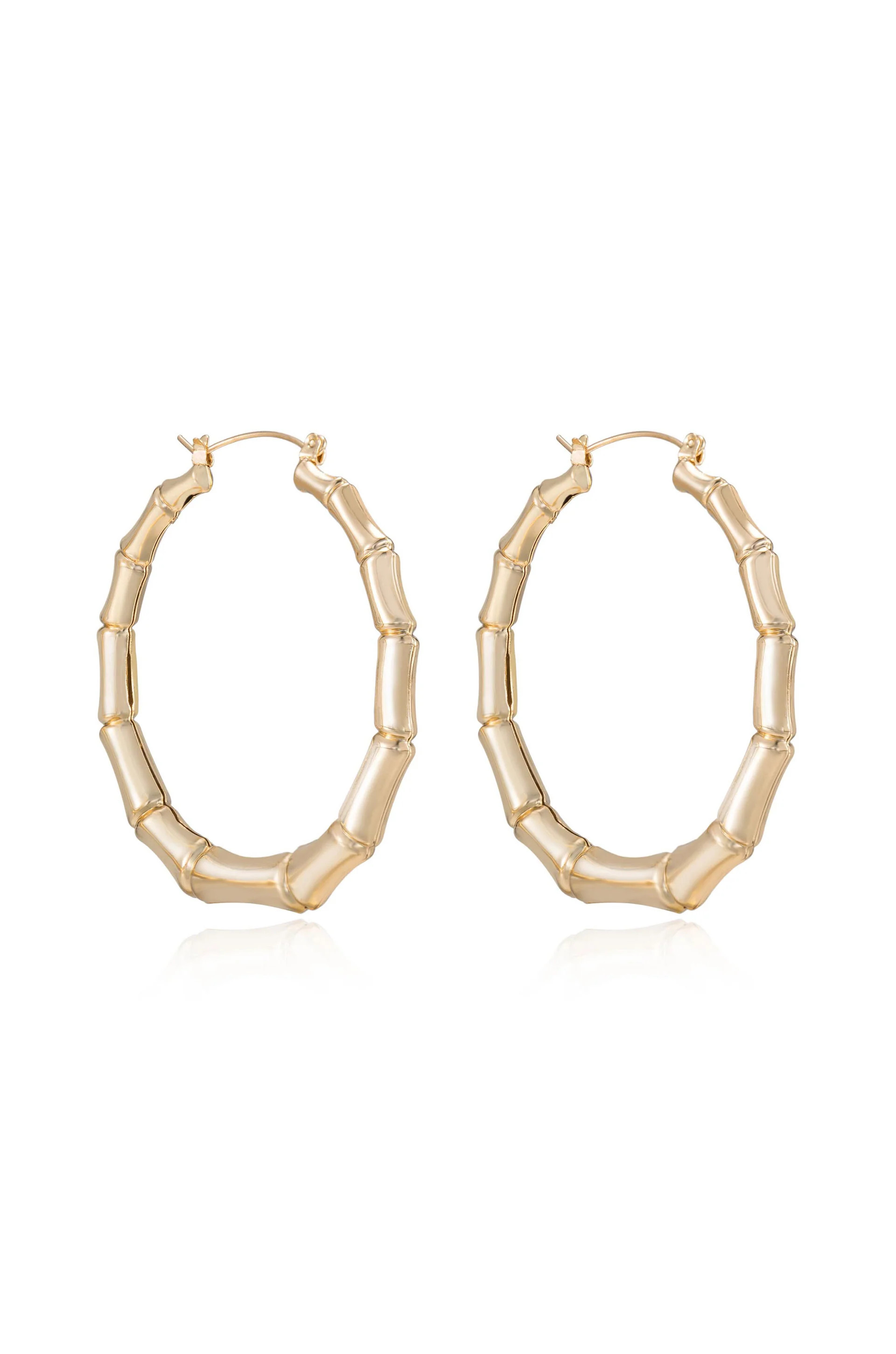 Ettika Jewelry | Bamboo 18kt Gold Plated Hoop Earrings | Ettika