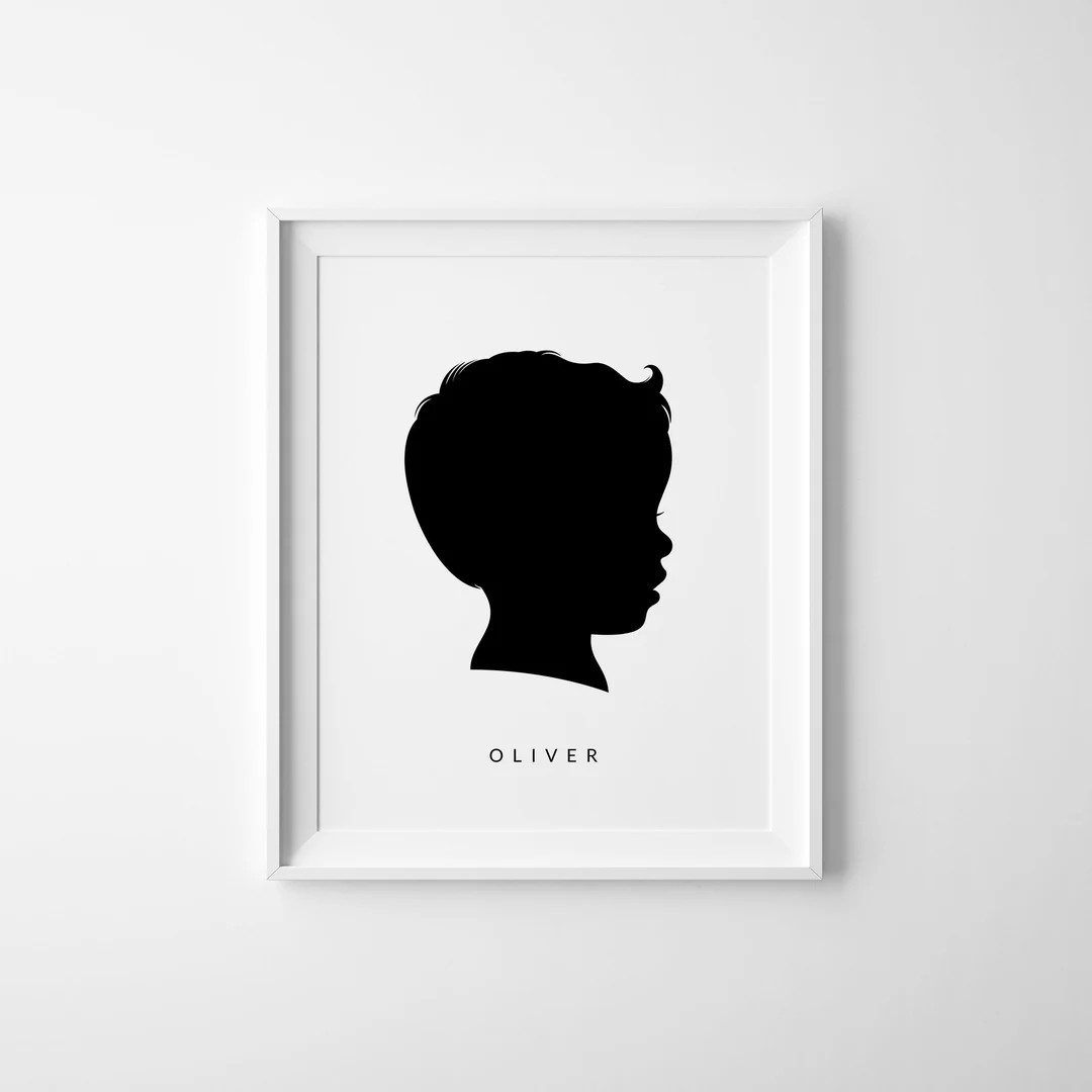 CUSTOM Silhouette, Christmas Gifts, Printable Silhouette Portrait, Personalized Kid Silhouette, C... | Etsy (US)
