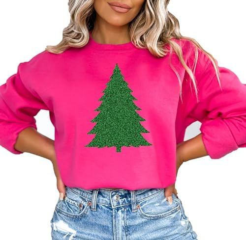 Up2ournecksinfabric Glitter Christmas Sweatshirt - Womens Christmas Sweater - Christmas Gift - Ch... | Amazon (US)