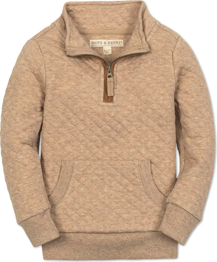 Hope & Henry Kids' Long Sleeve Quilted Kanga Half Zip Pullover | Nordstrom | Nordstrom