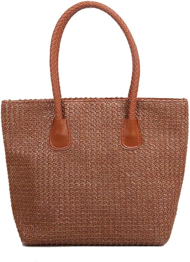 OWGSEE Straw Beach Bag, Summer Vacation Straw Woven Tote Bag Beach Purse Weaving Shoulder Handbag... | Amazon (US)