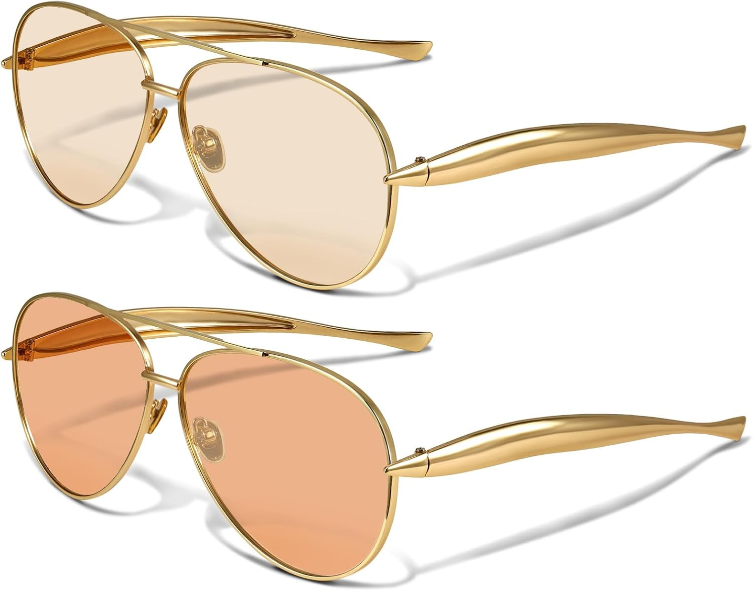 Retro Gold Aviator Sunglasses for Women Men Metal Oversized Sunnies | Amazon (US)